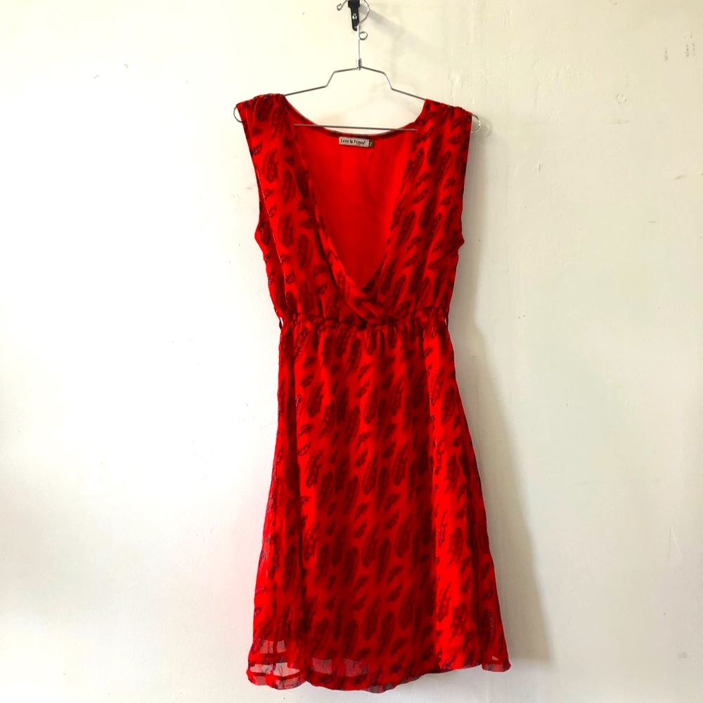 Lost and found feather red dress